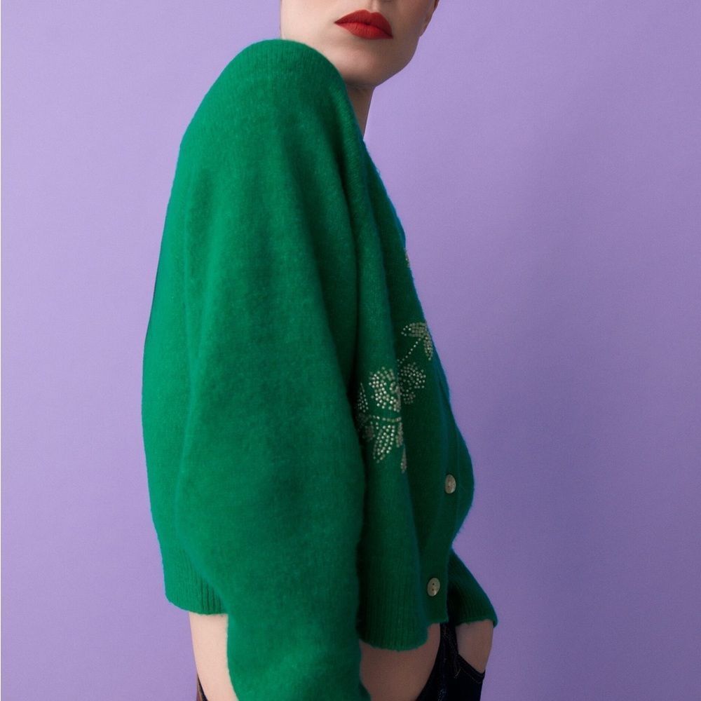 ZARA KNIT CARDIGAN WITH BEADS - Picture 6 of 11